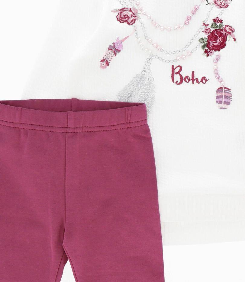 Conjunto bebé de chaleco y calzas burdeo Limonada-3