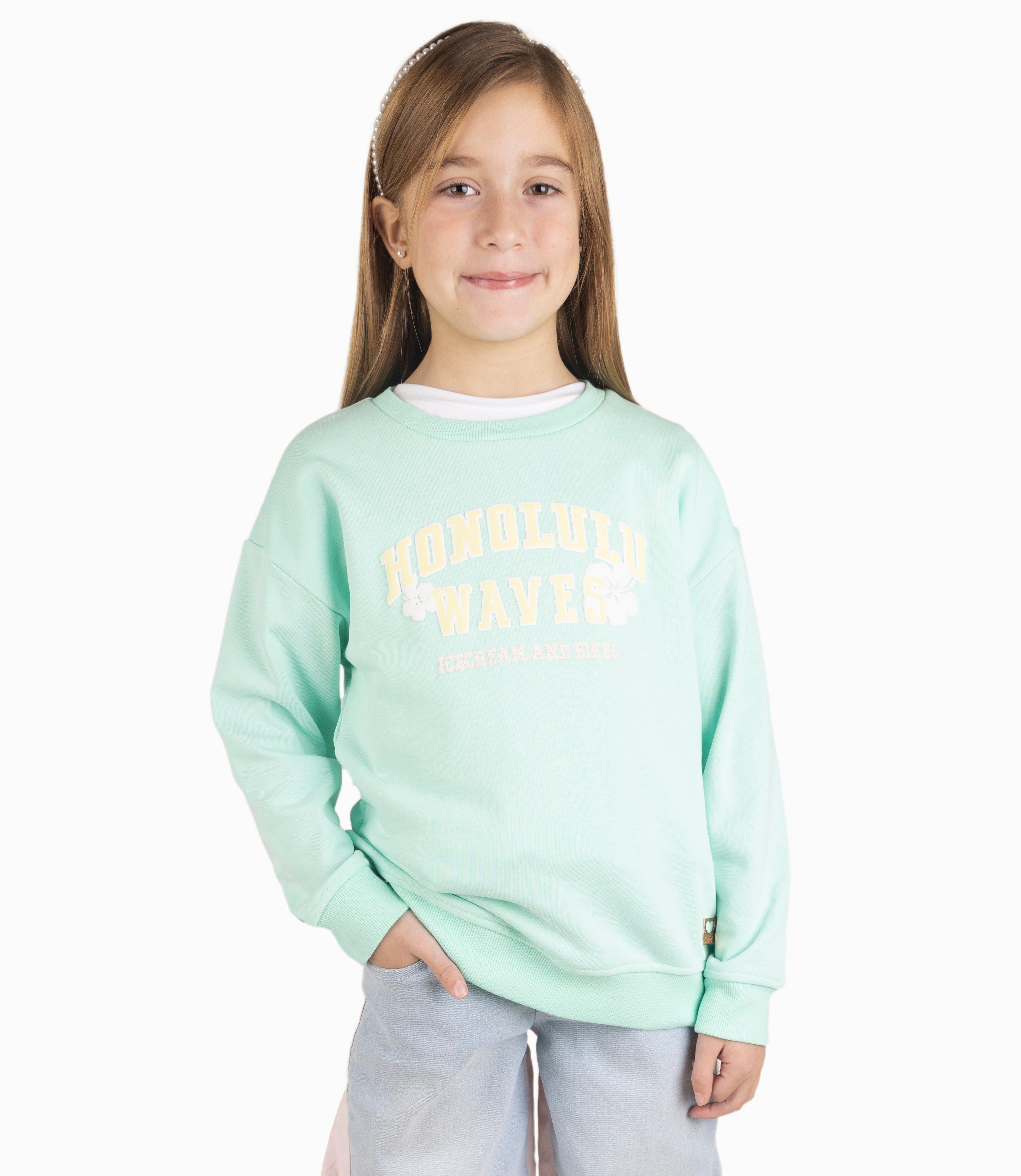 Polerón Niña Con Diseño Menta-2