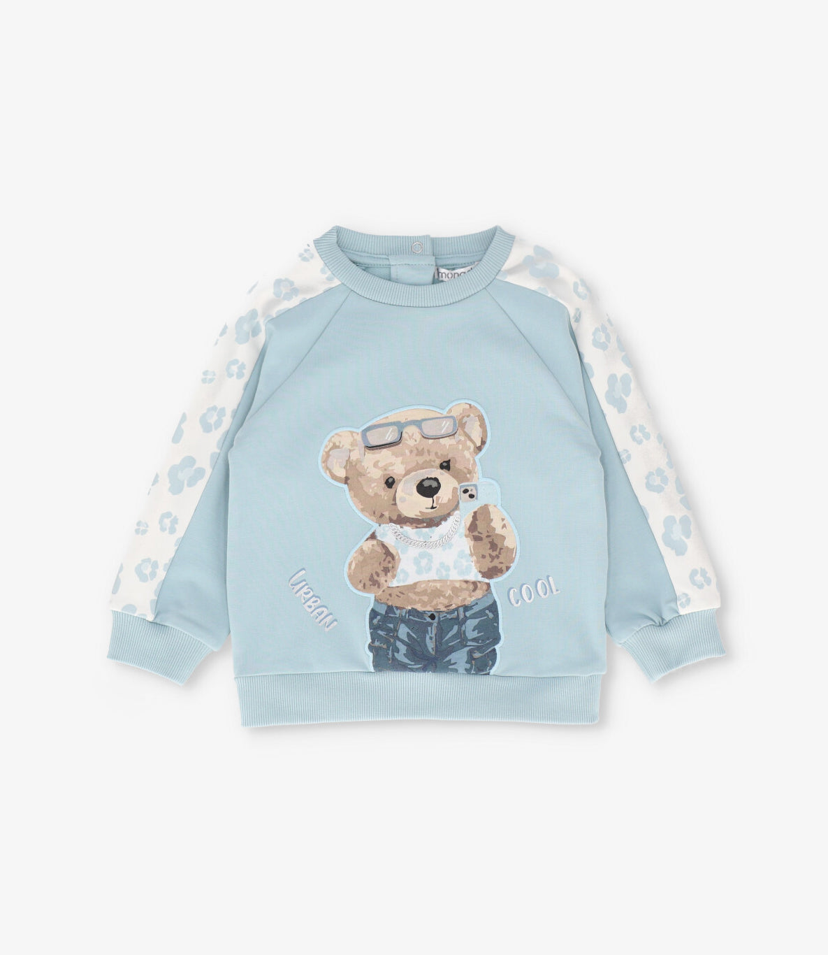 Polerón bebé animal print y oso turquesa Limonada-0