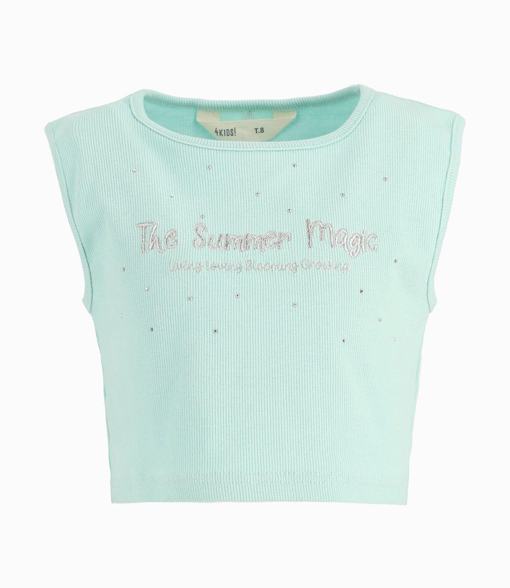 Polera Niña Sin Mangas Menta-6