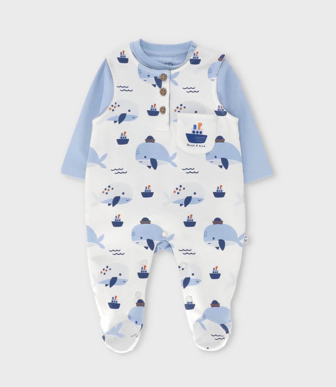 Conjunto recién nacido con body crudo Black and Blue-0