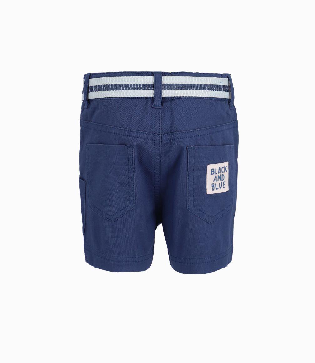 Bermuda Con Cinturón De Tela Bebé Niño Azul Piedra Black and Blue-1