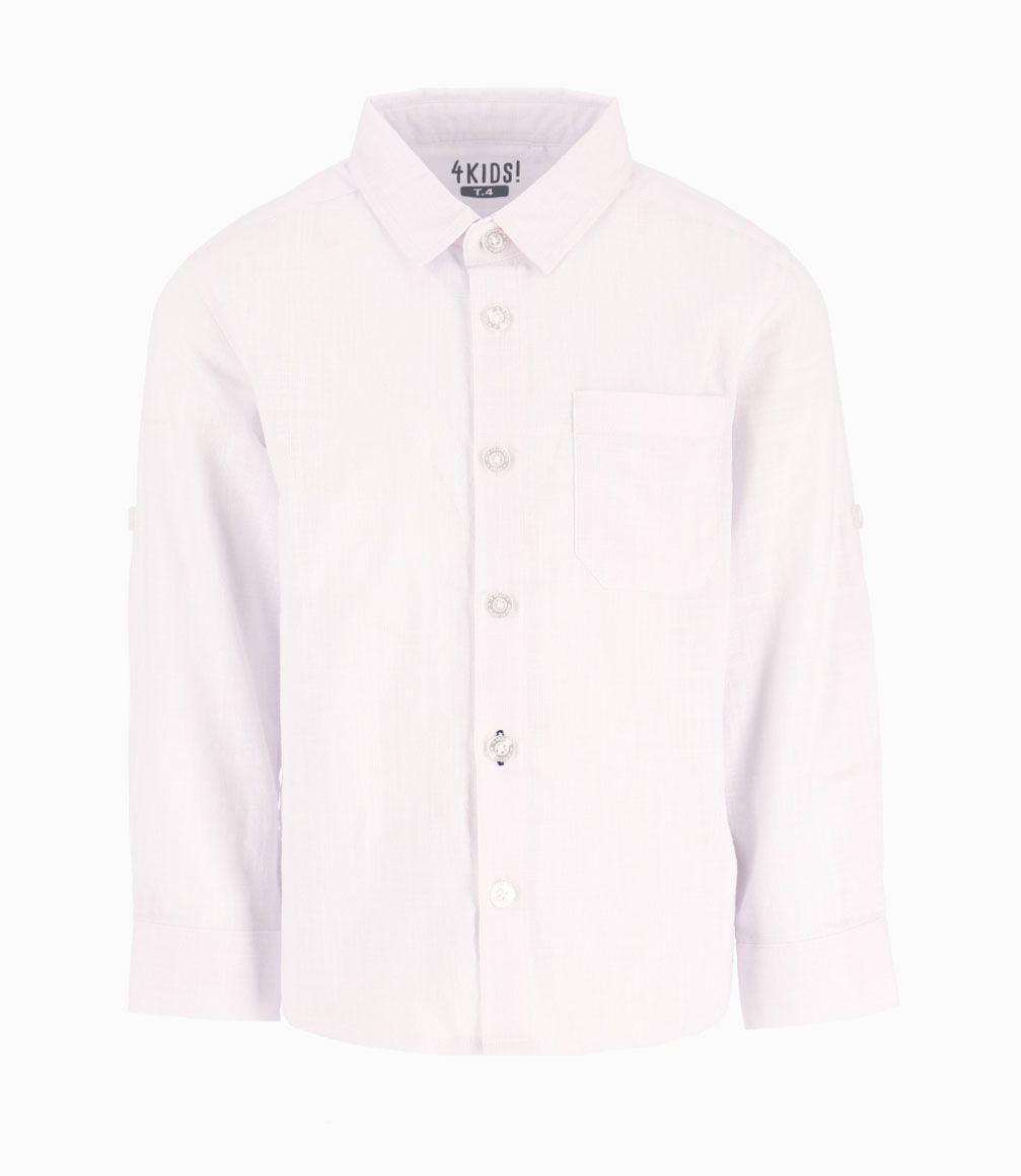 Camisa Con Bolsillo Niño Algodón Blanco 4 Kids-0