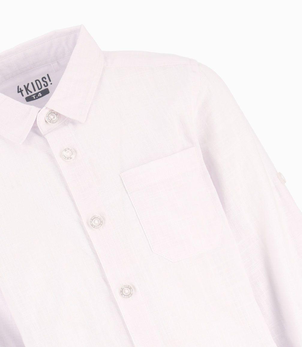 Camisa Con Bolsillo Niño Algodón Blanco 4 Kids-1