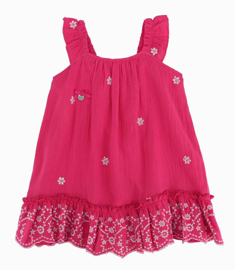 Vestido Niña Con Flores Bordadas-9