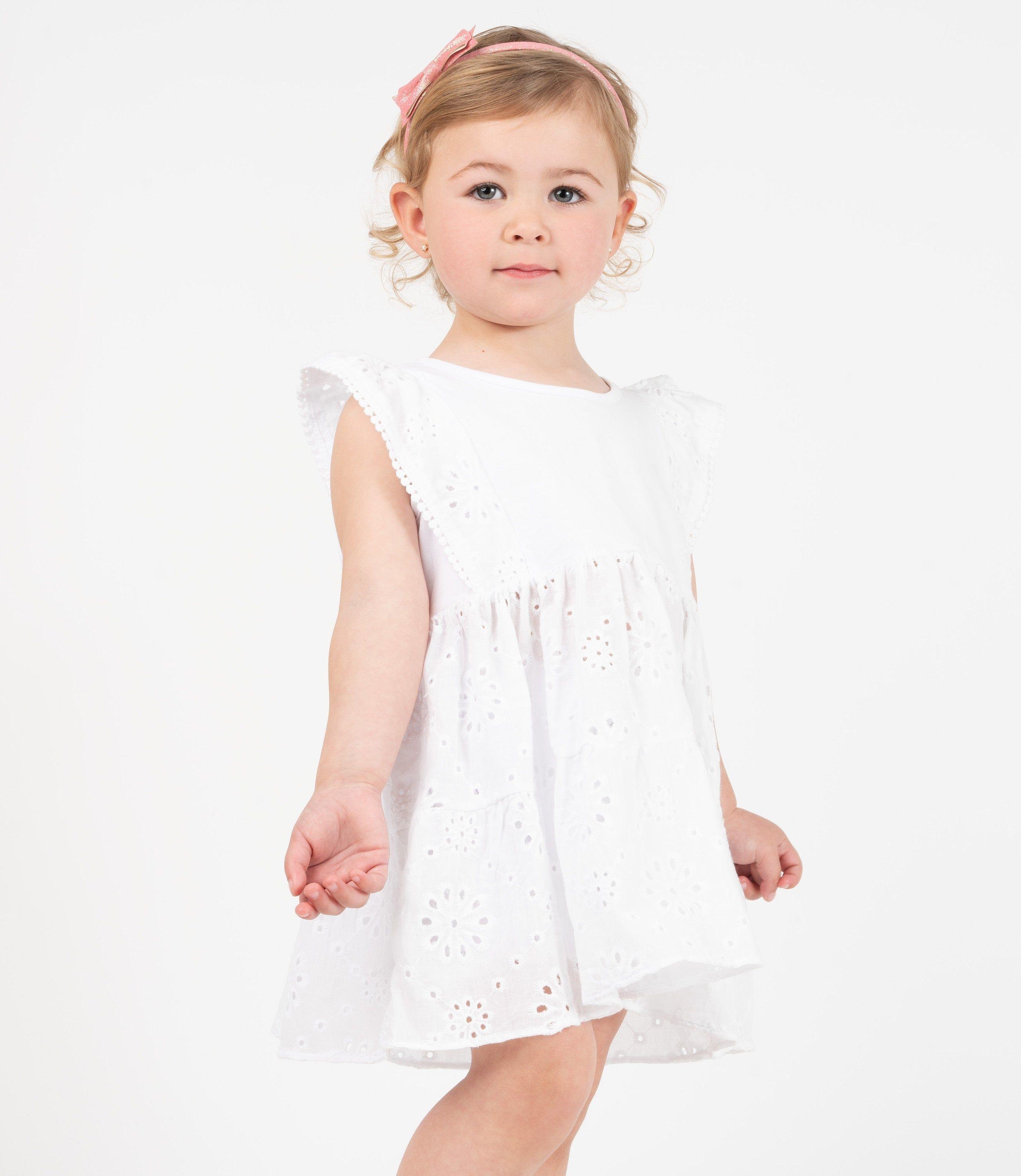 Vestido bebé con vuelos blanco 4 Kids-0