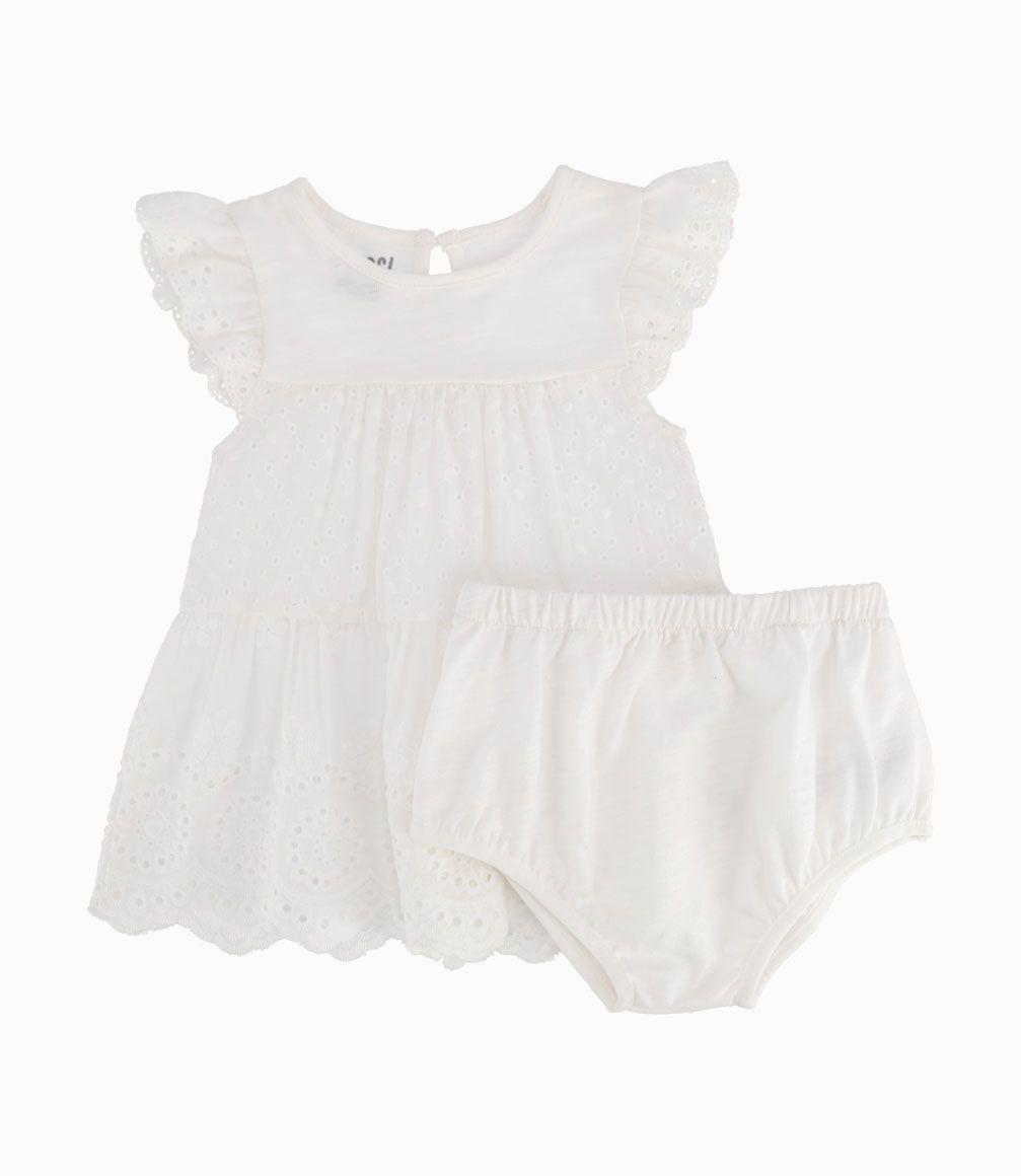 Vestido Con Calzón Recién Nacida Blanco 4 Kids-0