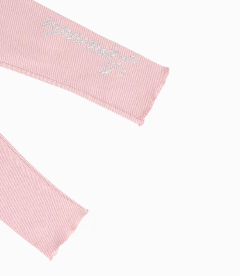 Calza niña acanalada rosado Limonada-2