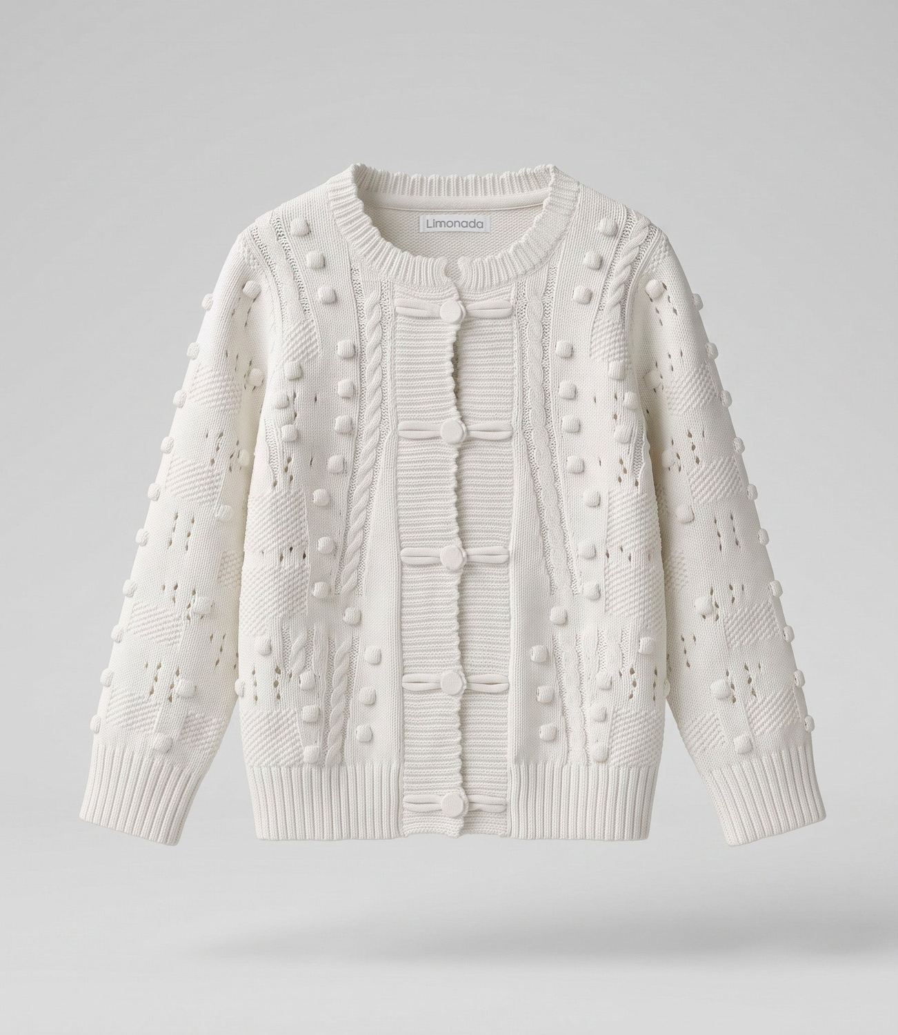 Chaleco niña cardigan  L11061270103 crudo Limonada-1