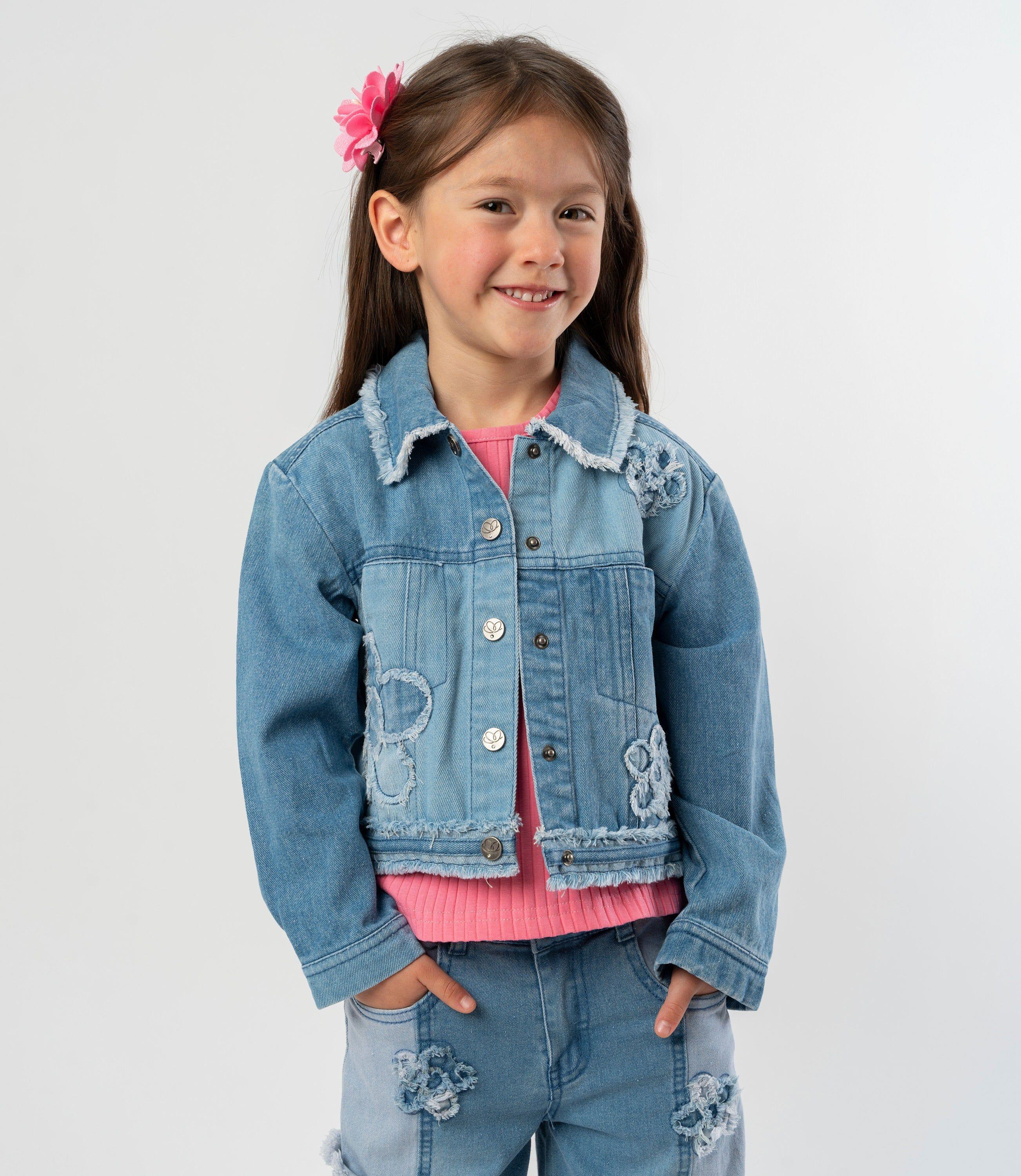 Chaqueta niña con flores celeste Limonada-0