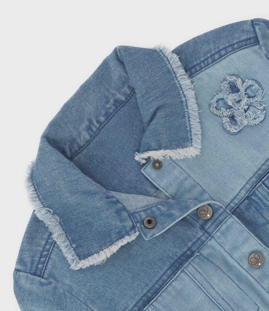 Chaqueta niña con flores celeste Limonada-3