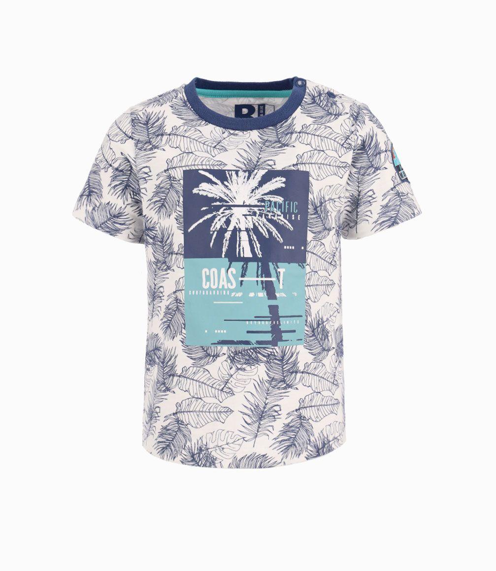Polera Palmera Estampada Bebé Niño Blanco Black and Blue-0