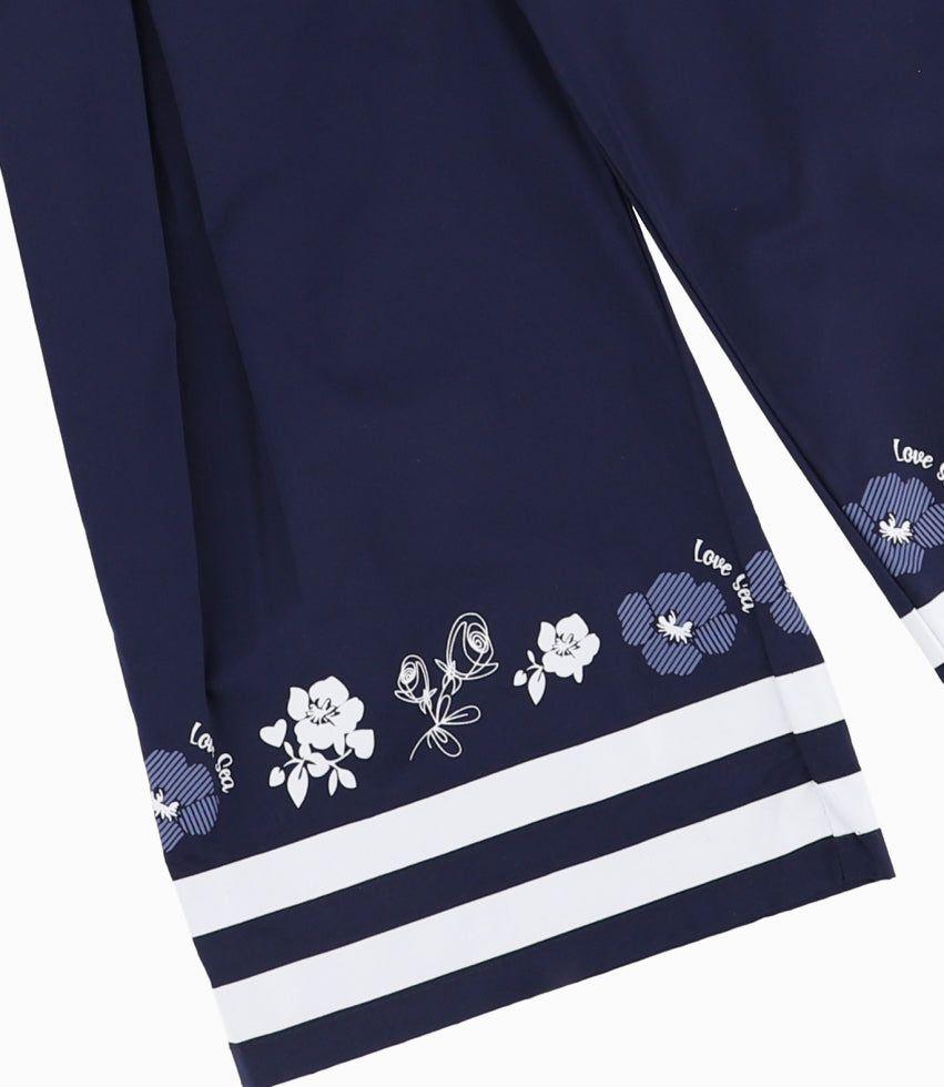 Pantalón Bebé Con Flores Azul Marino-1