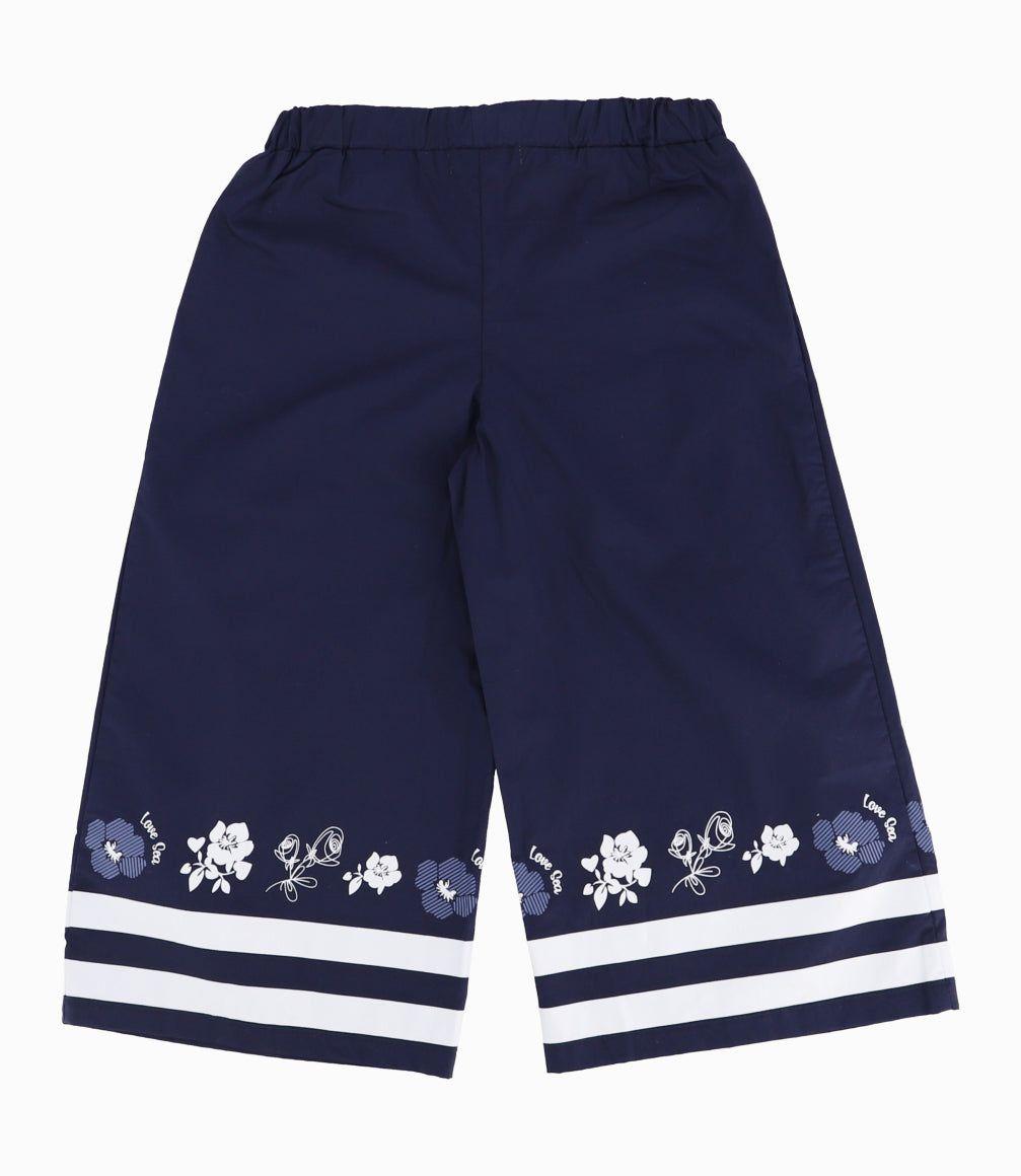 Pantalón Bebé Con Flores Azul Marino-2
