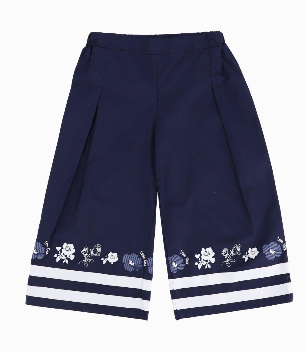 Pantalón Bebé Con Flores Azul Marino-9