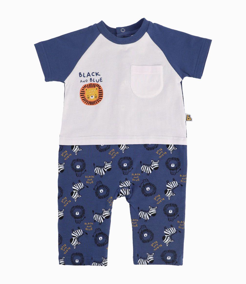 Enterito Con Bolsillo Recién Nacido Blanco Black and Blue-0