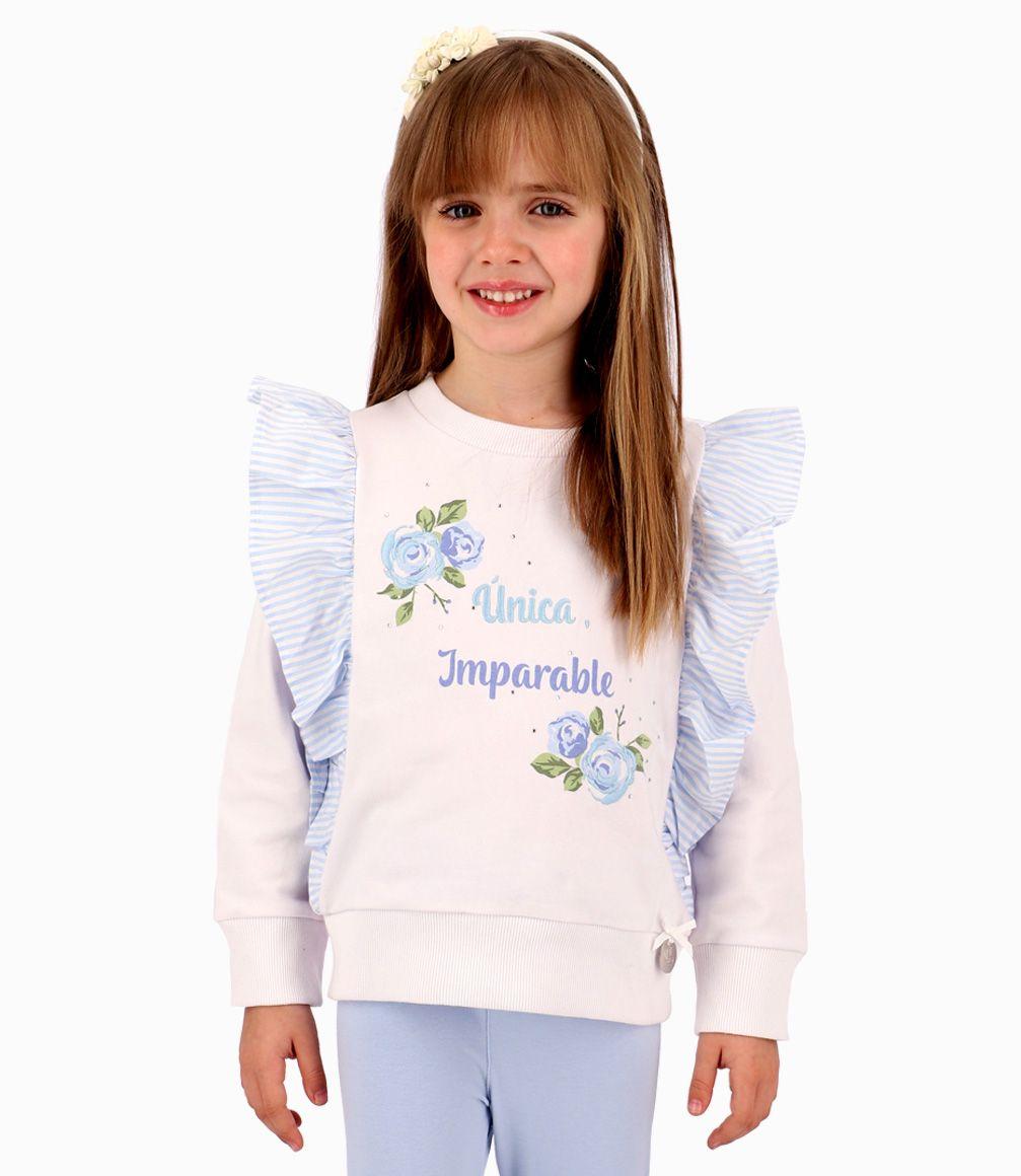 Polerón Con Volantes Niña Blanco Limonada-0
