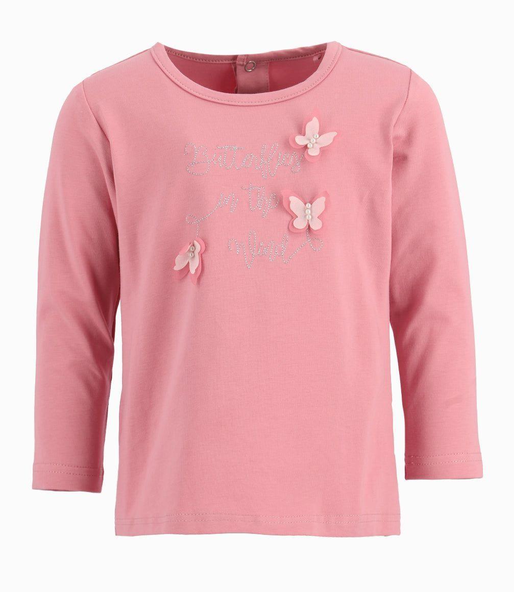 Polera Bebé Niña Con Mariposas Limonada Palo Rosa-0