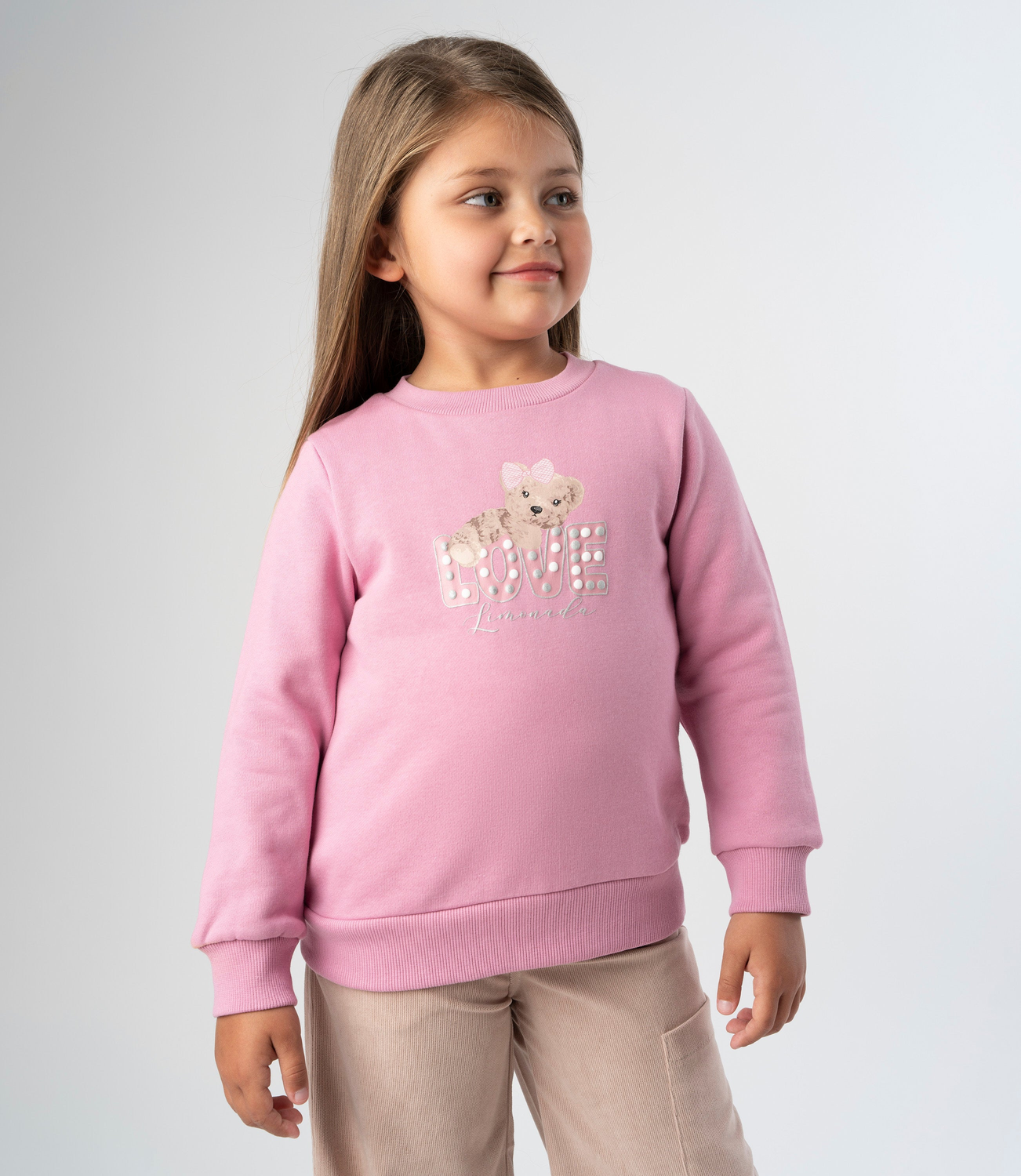 Polerón niña básico rosado Limonada-0