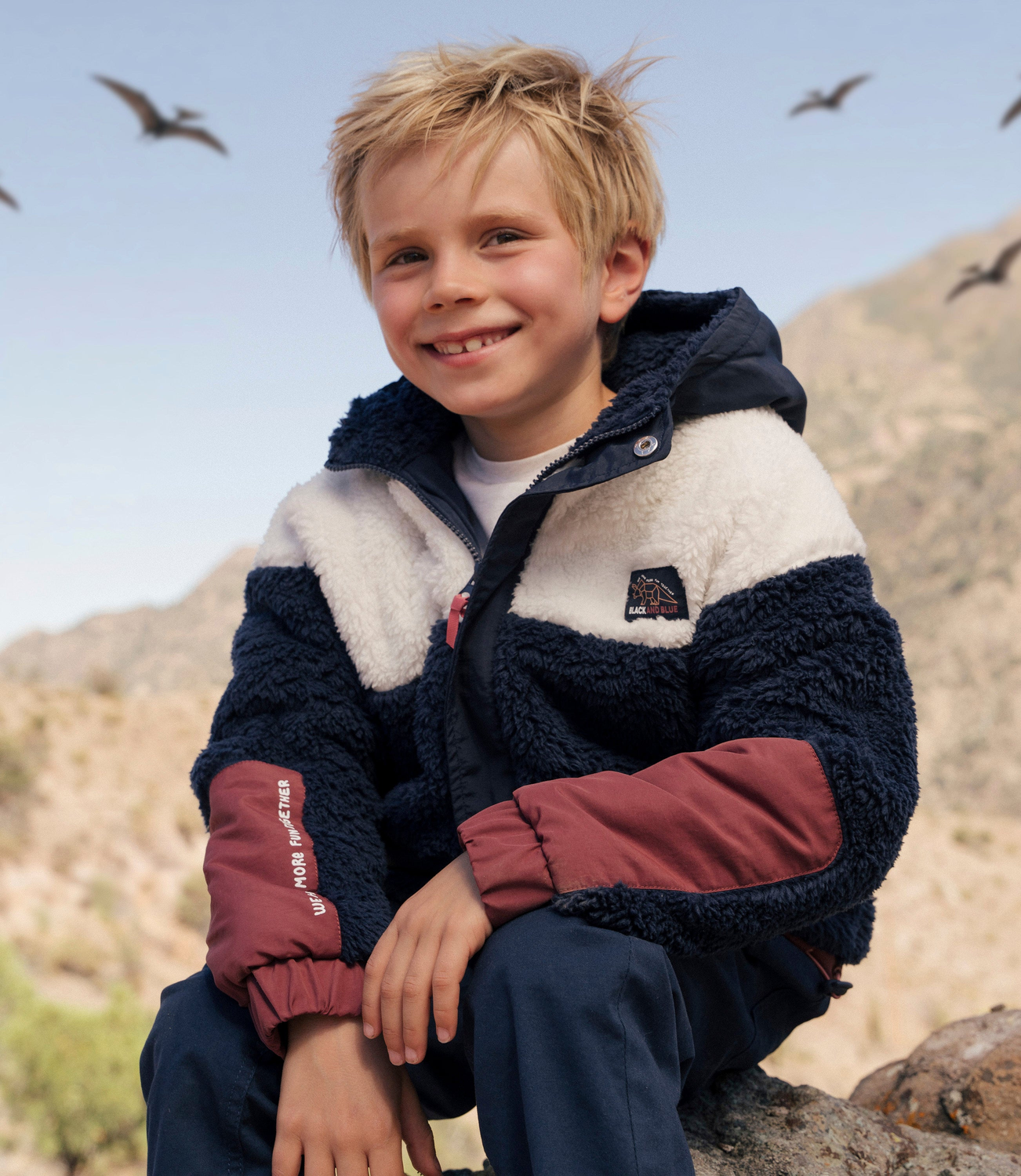Chaqueta niño sherpa azul Black and blue-0