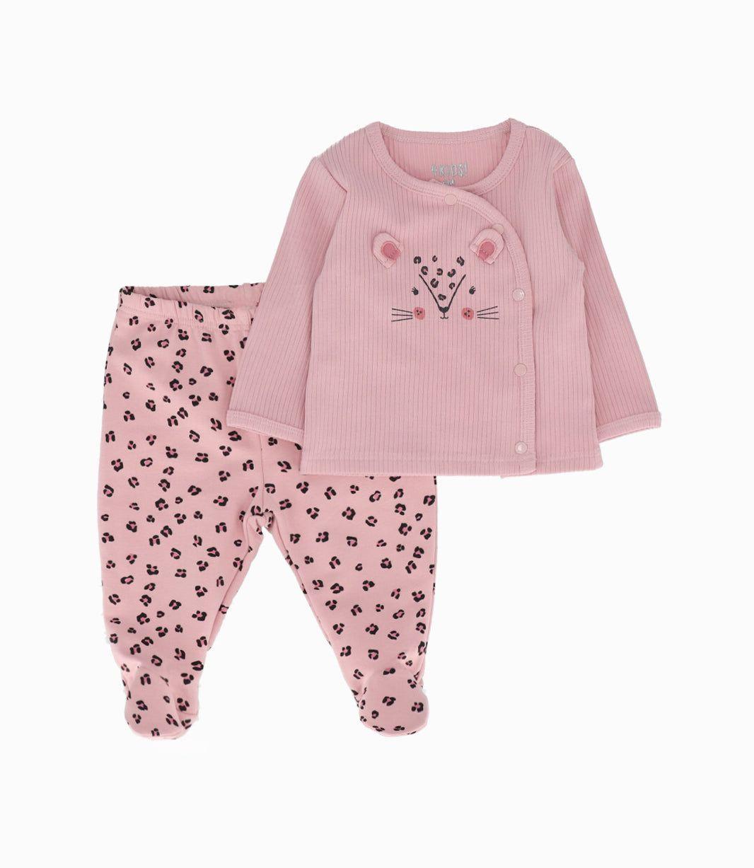 Conjunto recién nacida animal print rosado 4 Kids-0