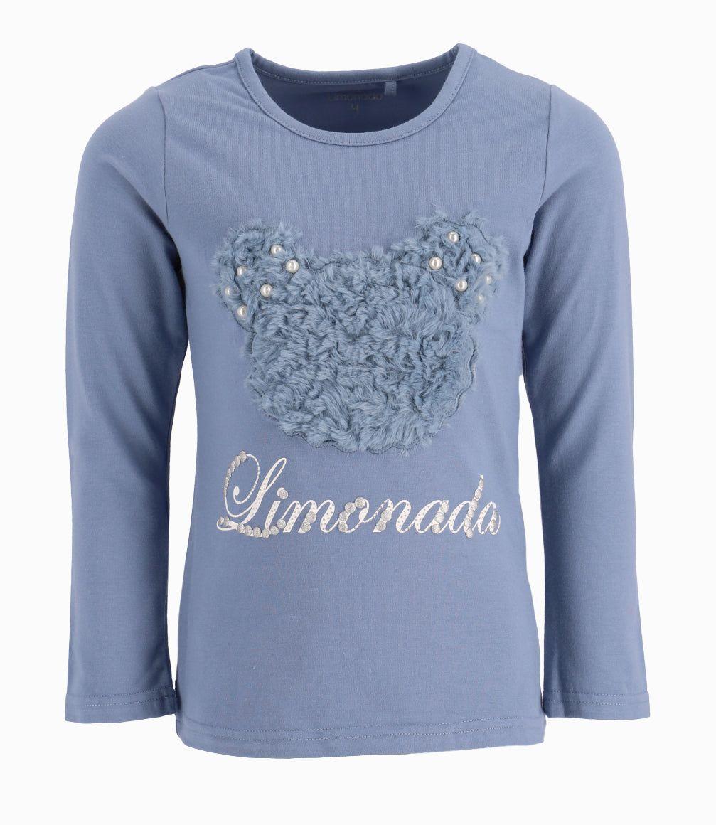 Polera Niña Con Osos Y Perlas Limonada Celeste-0