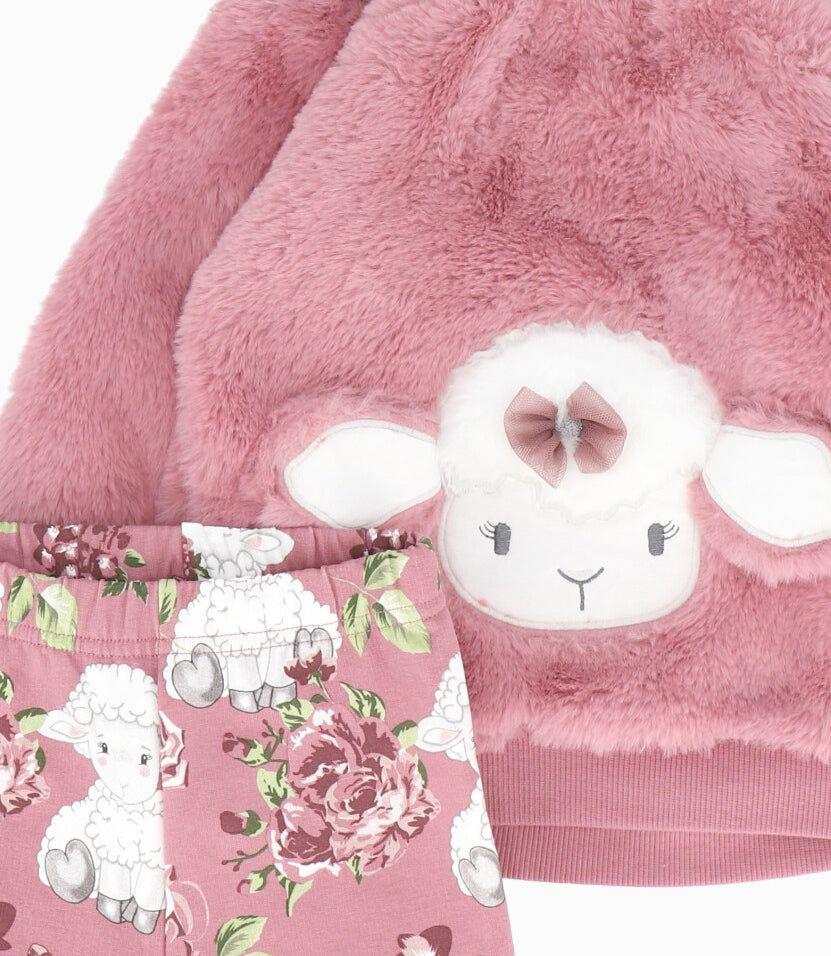Conjunto bebés con oveja burdeo Limonada-3