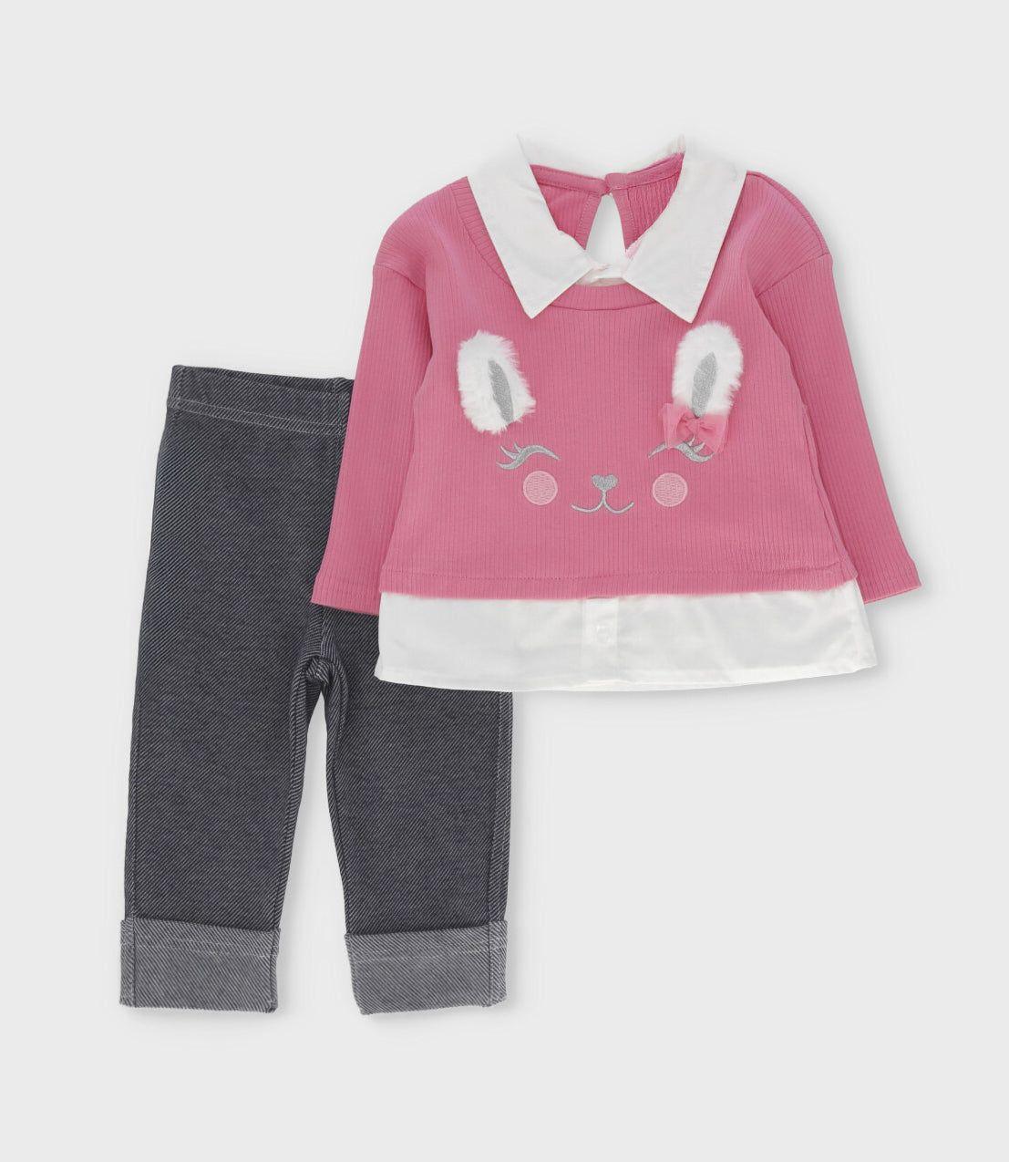 Conjunto bebé con conejo chicle Limonada-0