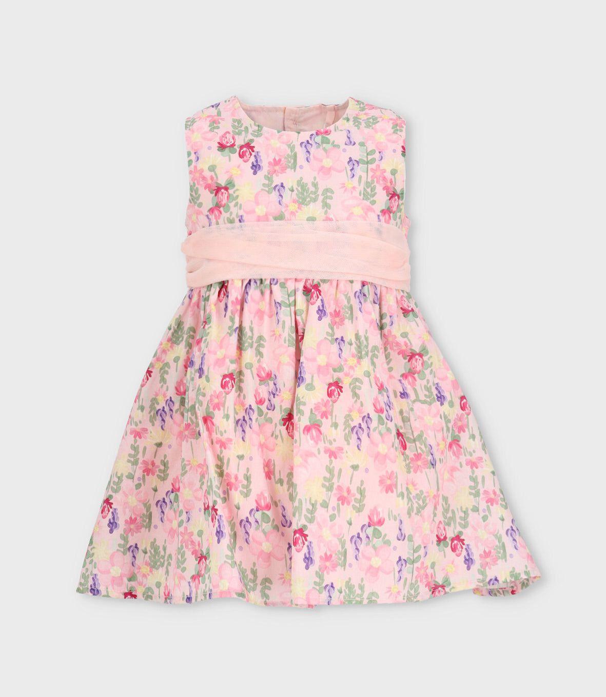 Vestido bebé floreado con bolero rosado Limonada-2