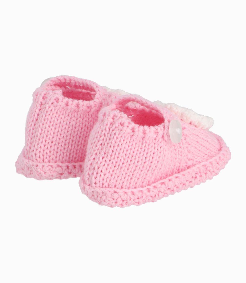 Pantuflas Tejidas Recién Nacida Rosado Limonada-2