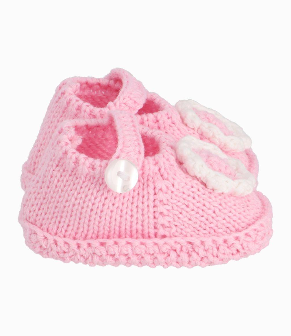 Pantuflas Tejidas Recién Nacida Rosado Limonada-1