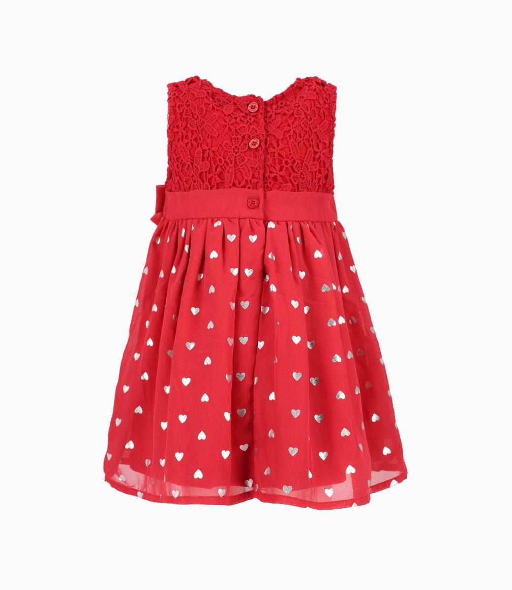 Vestido Bebé De Corazones y Encaje Limonada Rojo-1