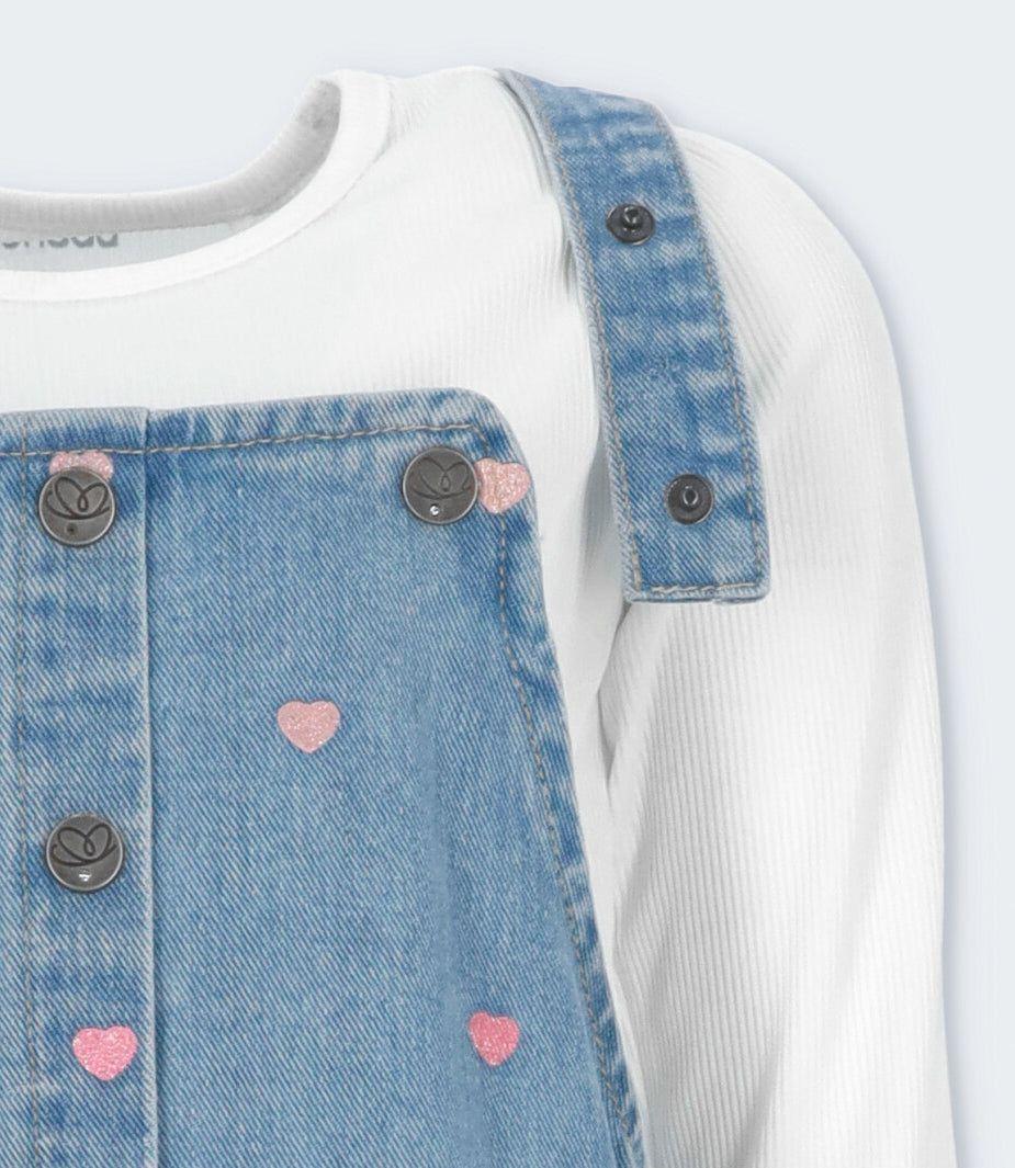 Vestido niña de denim celeste Limonada-3