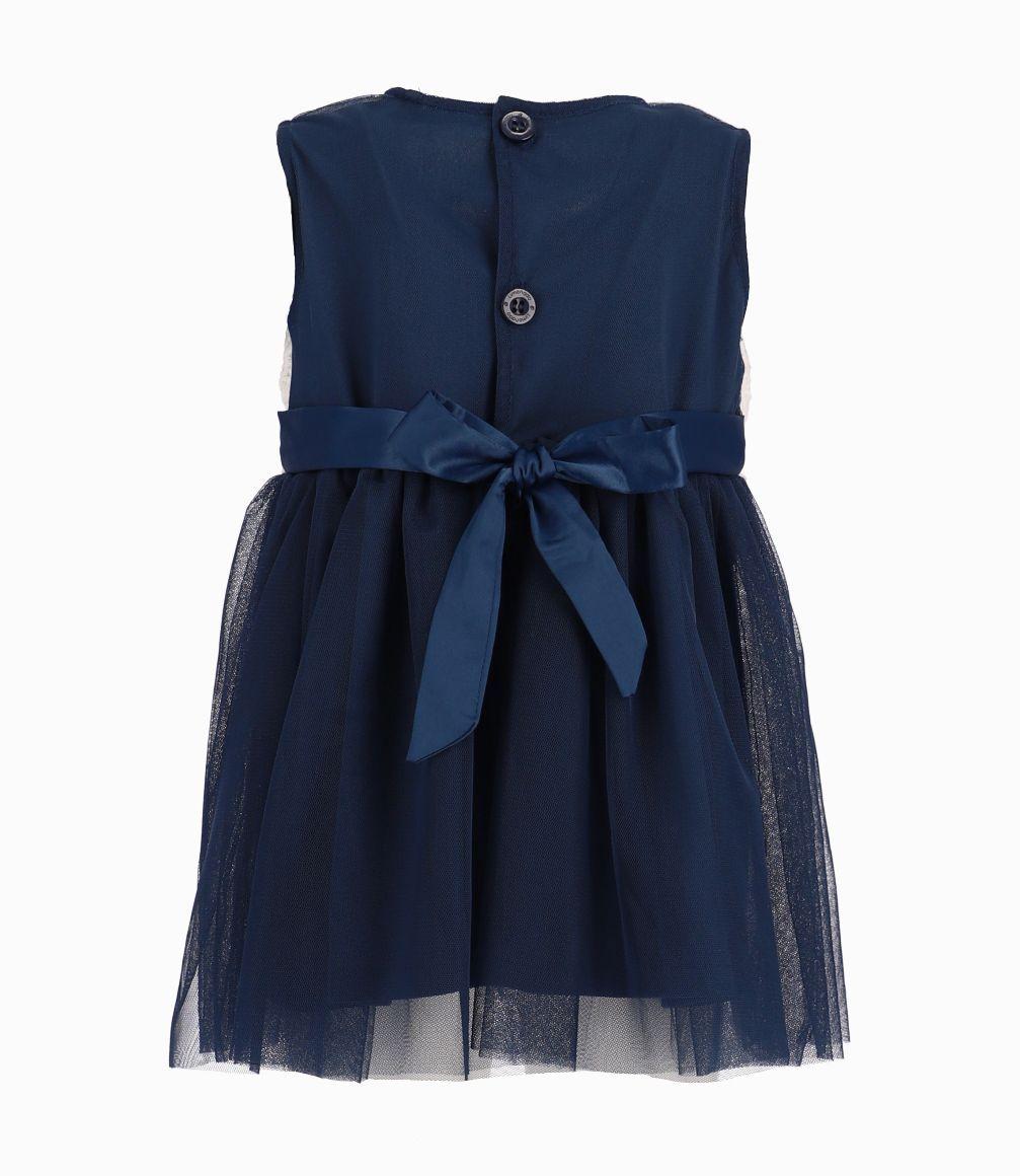 Vestido Bebé Con Encaje y Tul Limonada Azul Marino-1