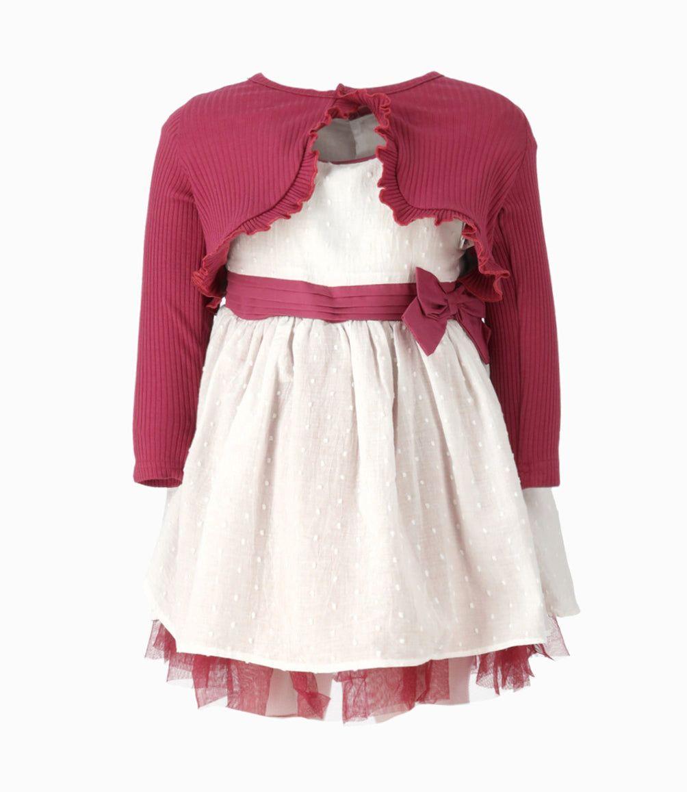 Vestido bebé con bolero burdeo Limonada-0