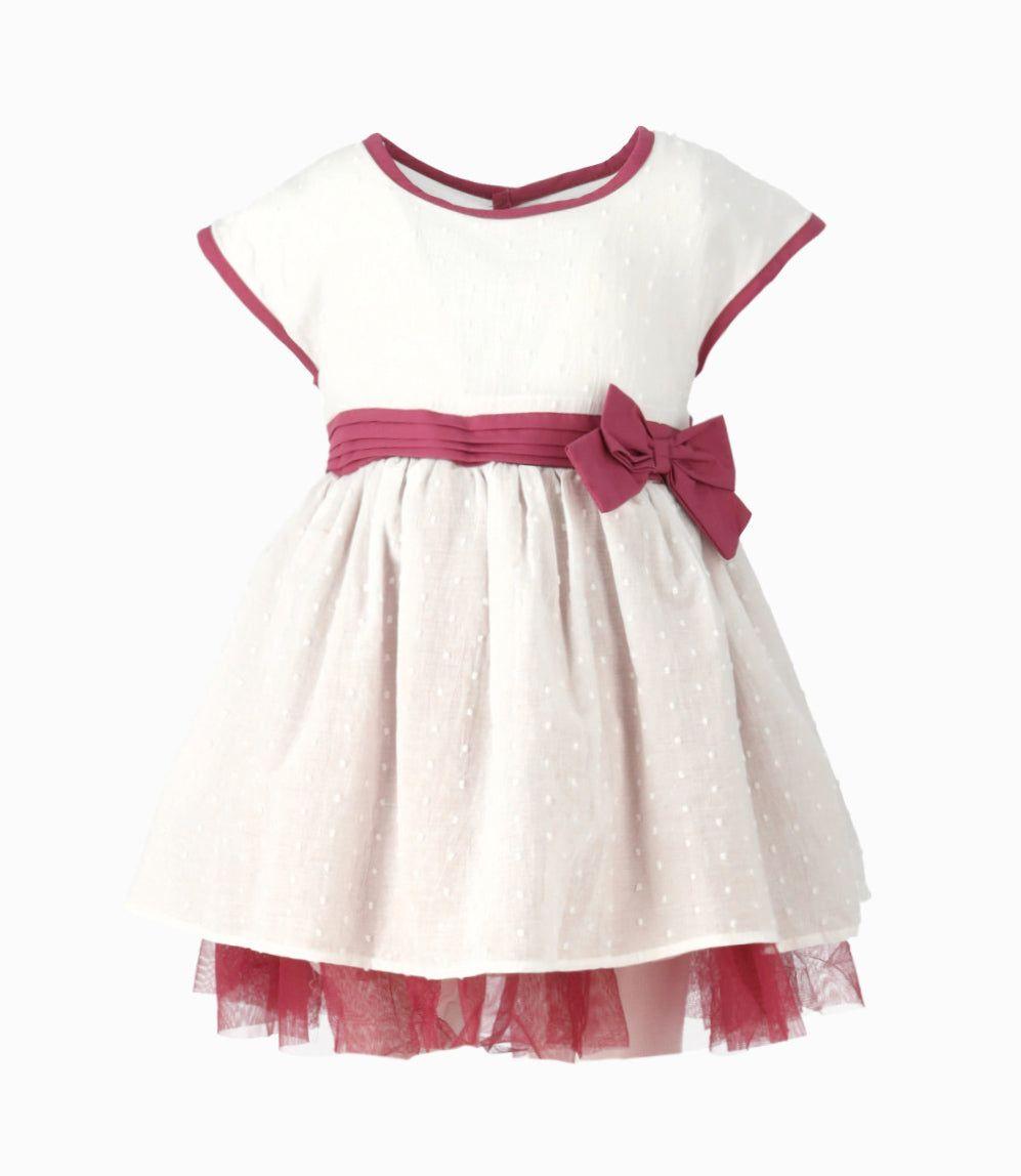 Vestido bebé con bolero burdeo Limonada-1