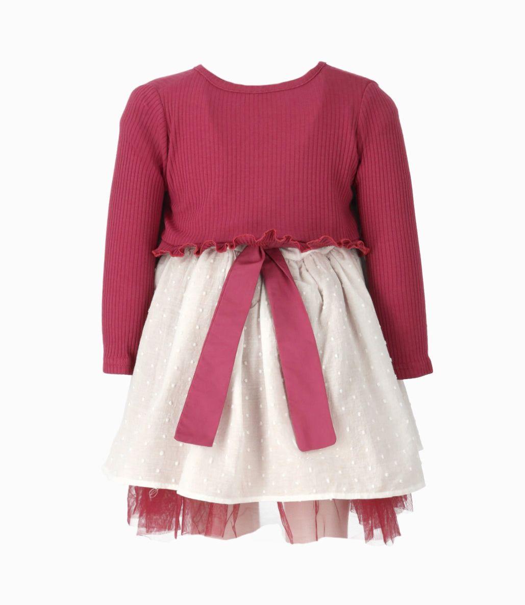 Vestido bebé con bolero burdeo Limonada-2