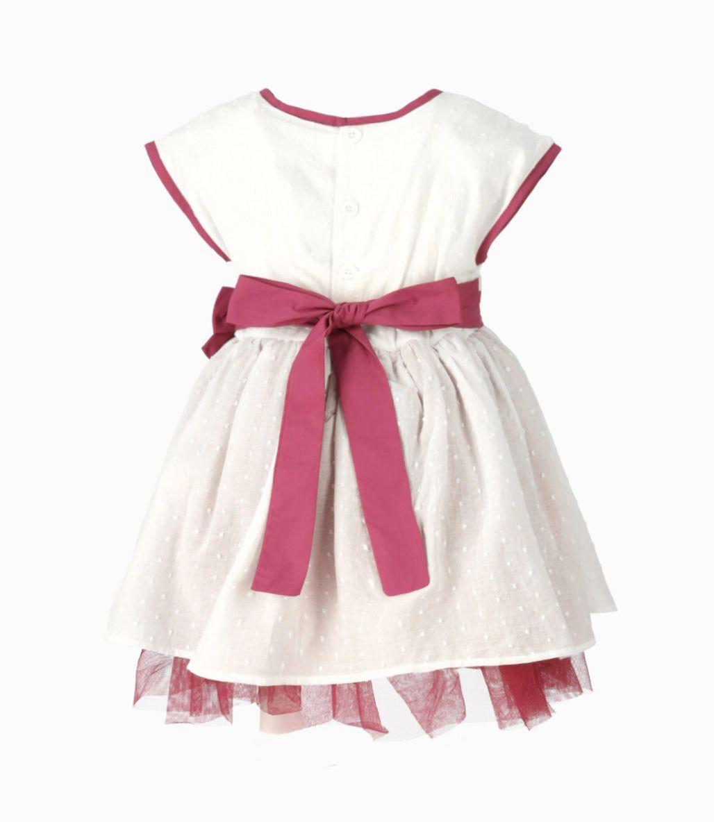 Vestido bebé con bolero burdeo Limonada-3