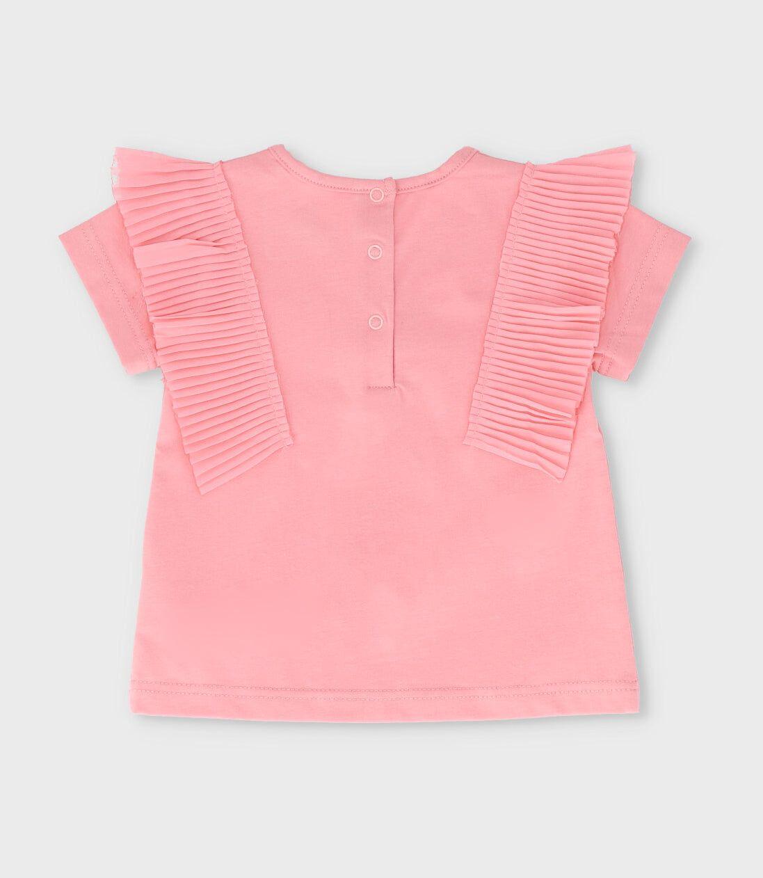 Polera manga corta bebé vuelos coral Limonada-2