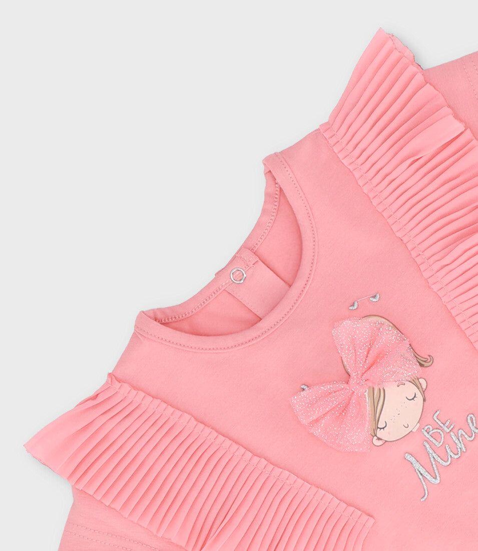Polera manga corta bebé vuelos coral Limonada-3