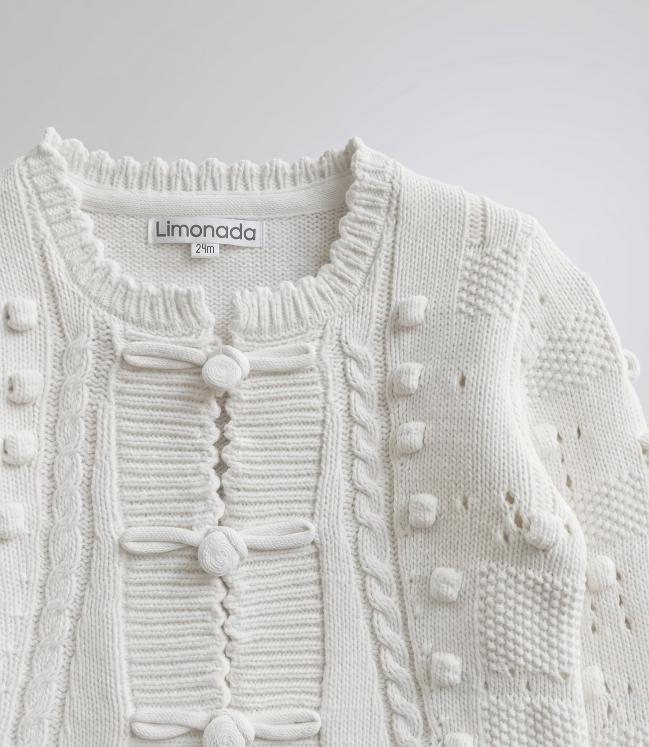 Chaleco bebé cardigan  L12061270103 crudo Limonada-3