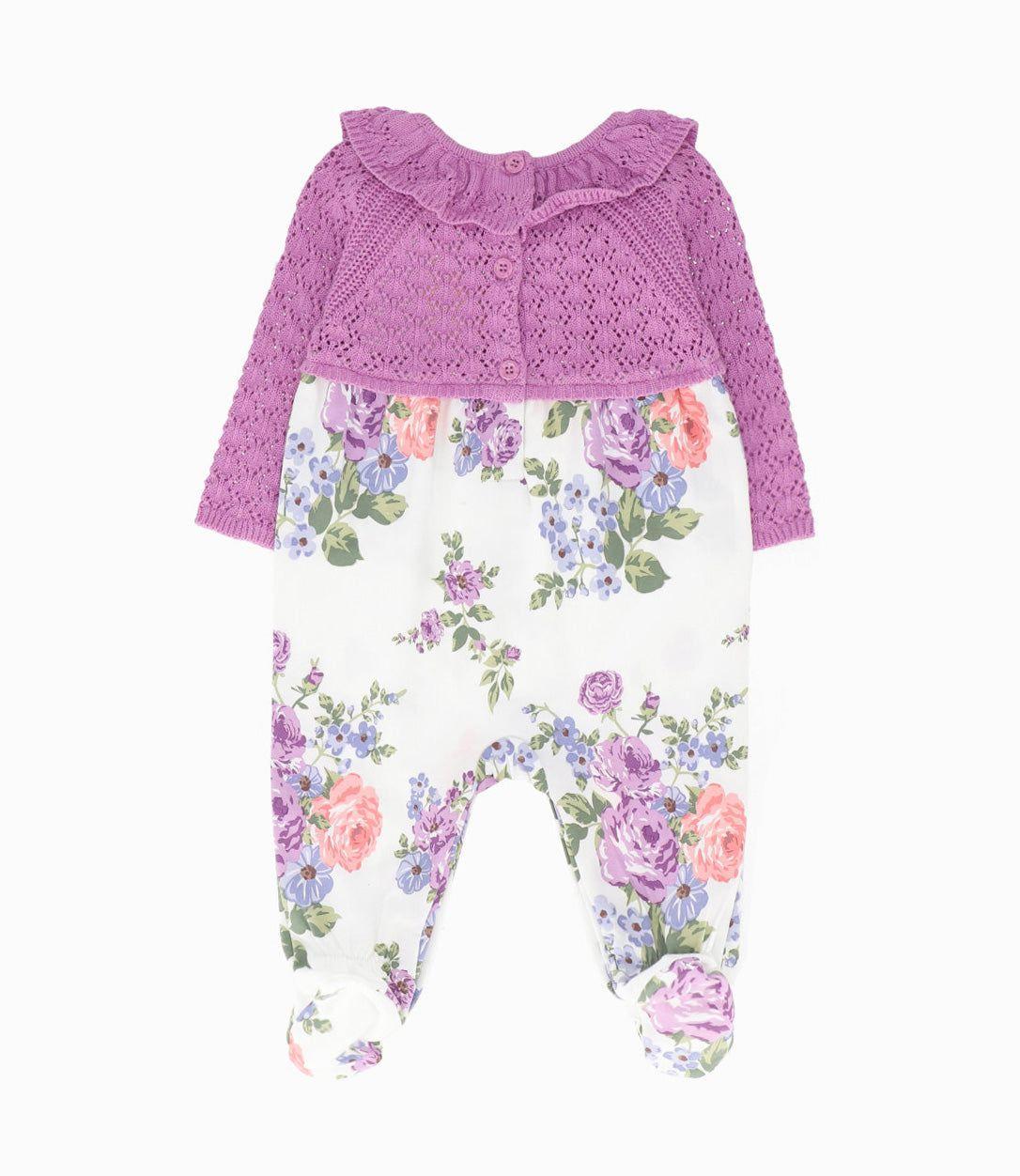 Enterito recién nacida floreado Morado LIMONADA-1