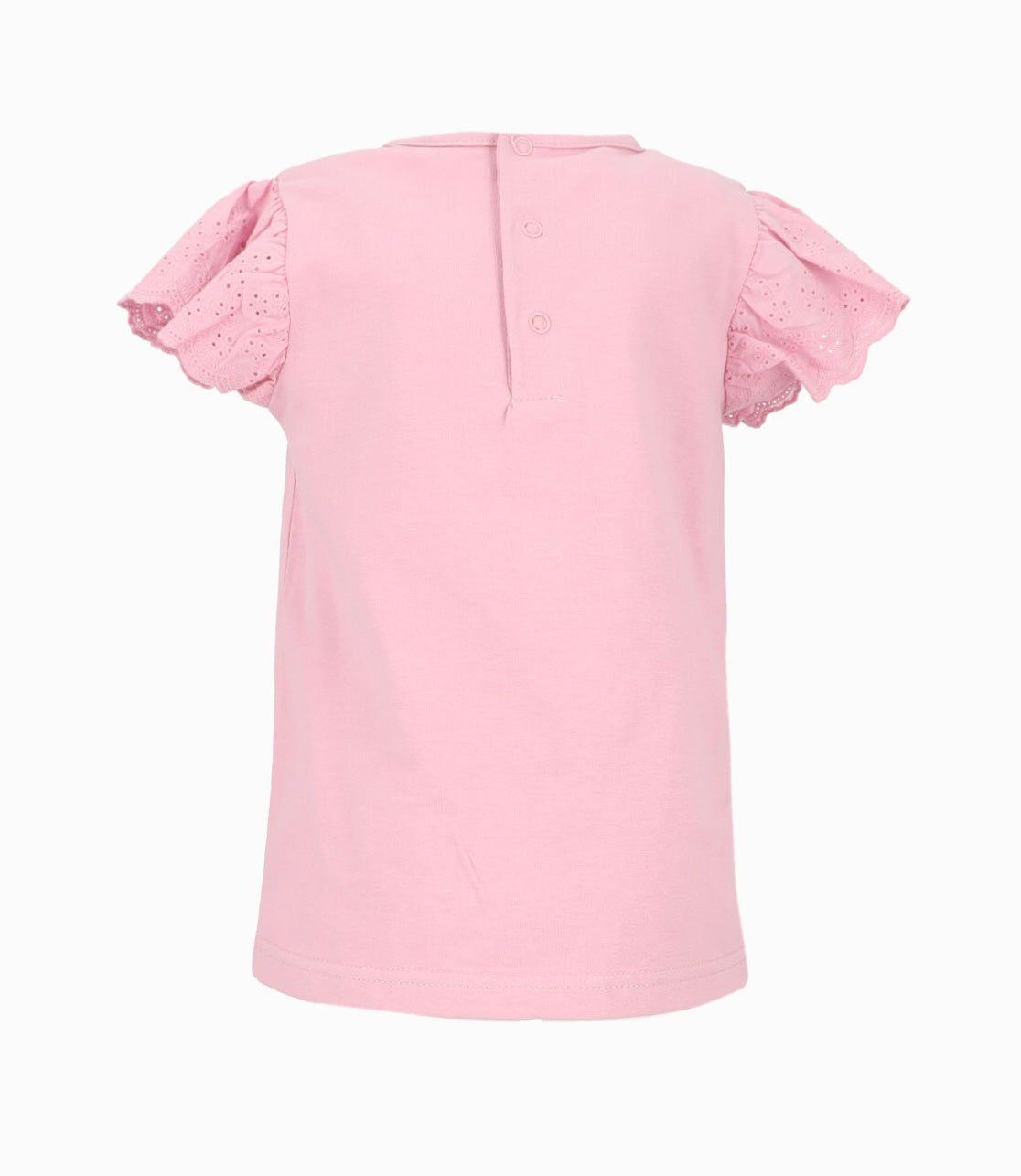 Polera manga corta bebé con vuelos palo rosa Limonada-2