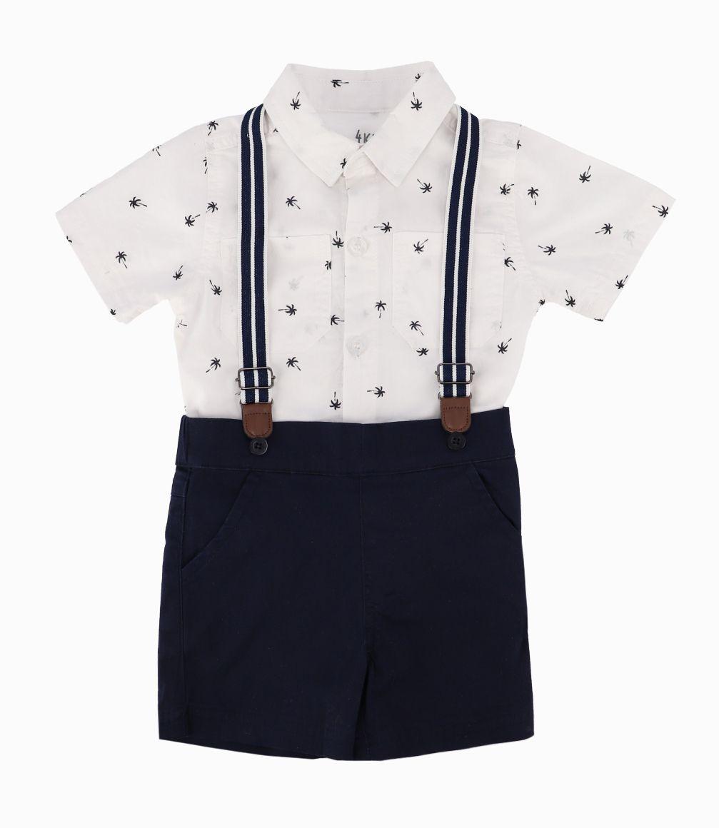 Conjunto Bebé Niño Con Humita y Suspensor 4 Kids Blanco-0