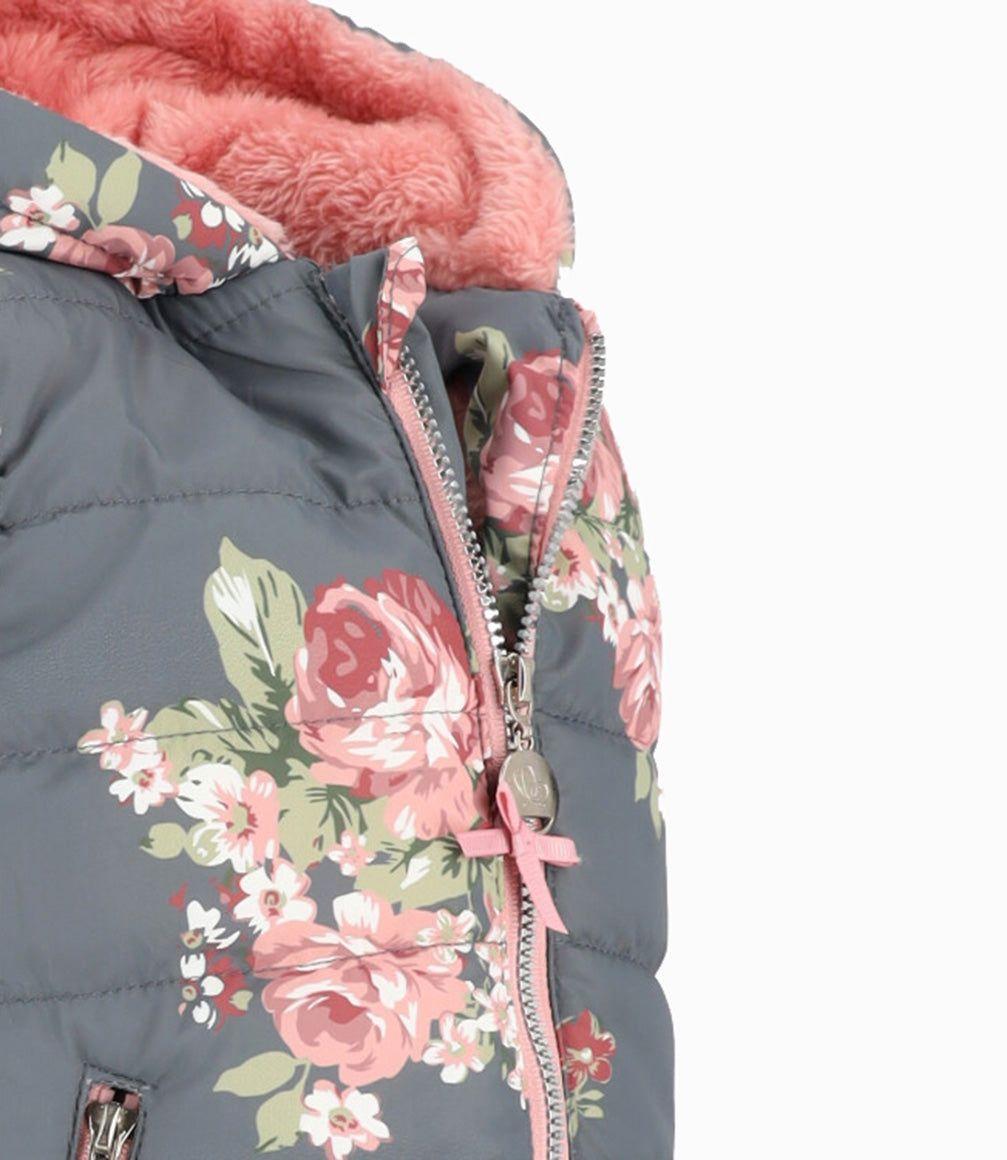 Parka bebé floreada sin mangas gris Limonada-2