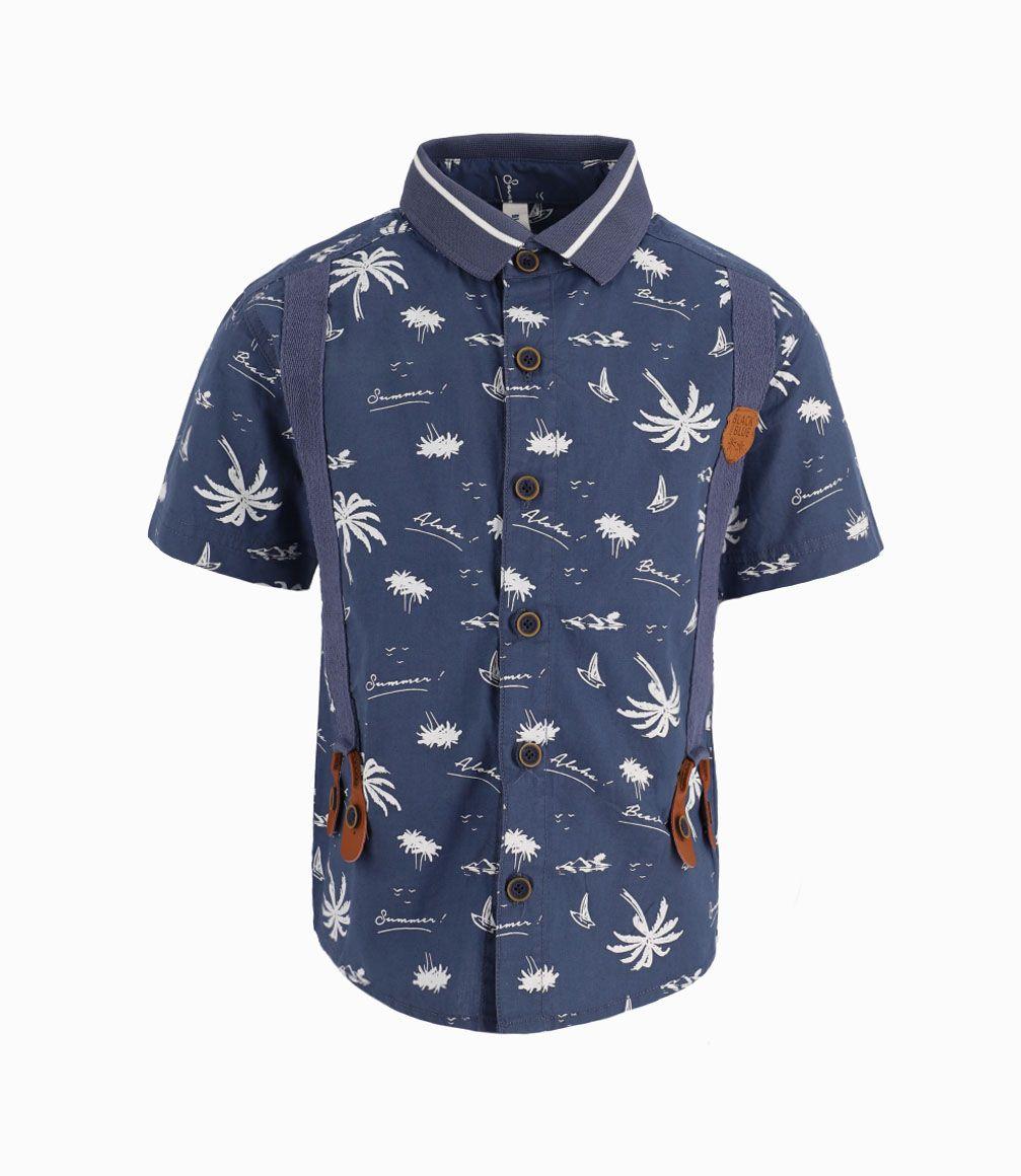 Camisa Con Suspensores Niño Azul Piedra Black and Blue-1