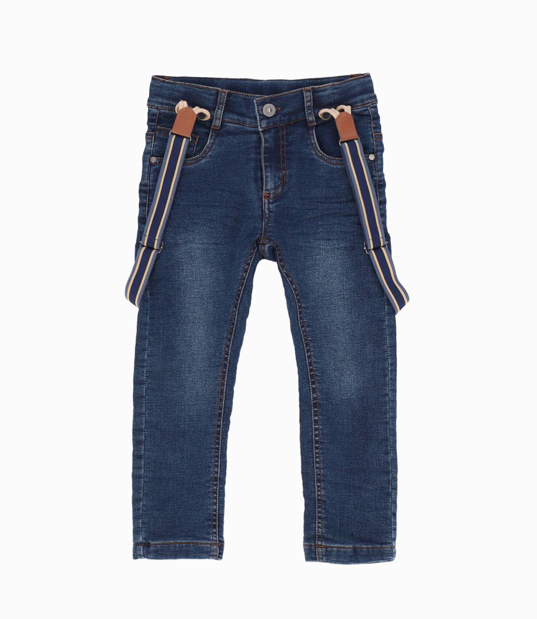 Jeans niño con suspensores denim azul Black and Blue-0