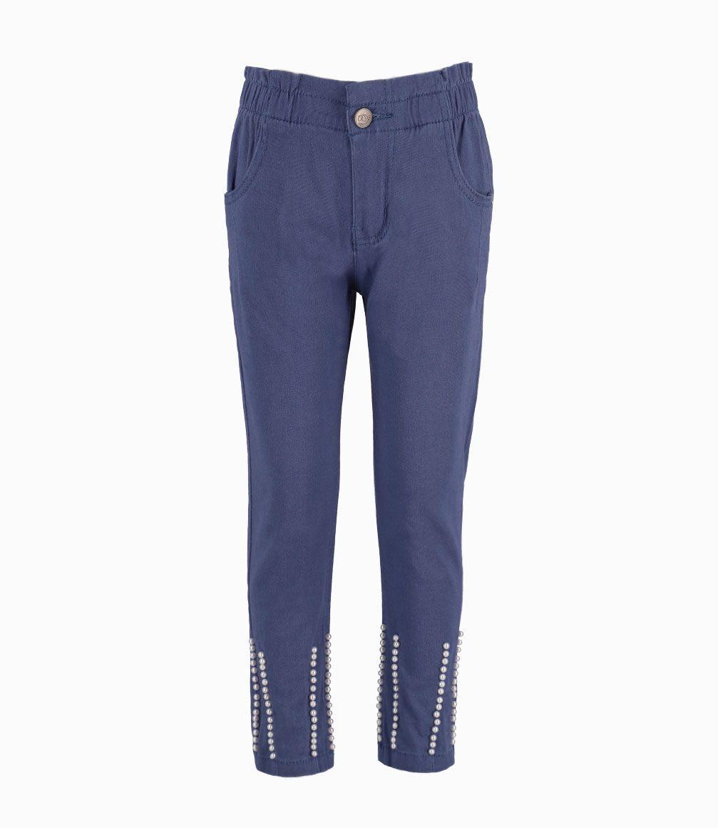 Pantalón Paperbag Niña Algodón Azul Marino Limonada-0