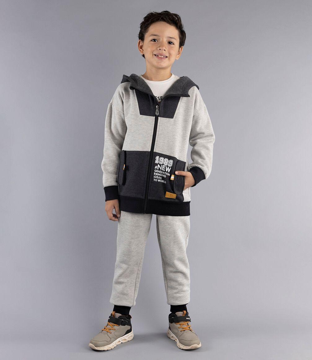 Buzo Niño Ajustable Con Bolsillo Black And Blue Gris-0