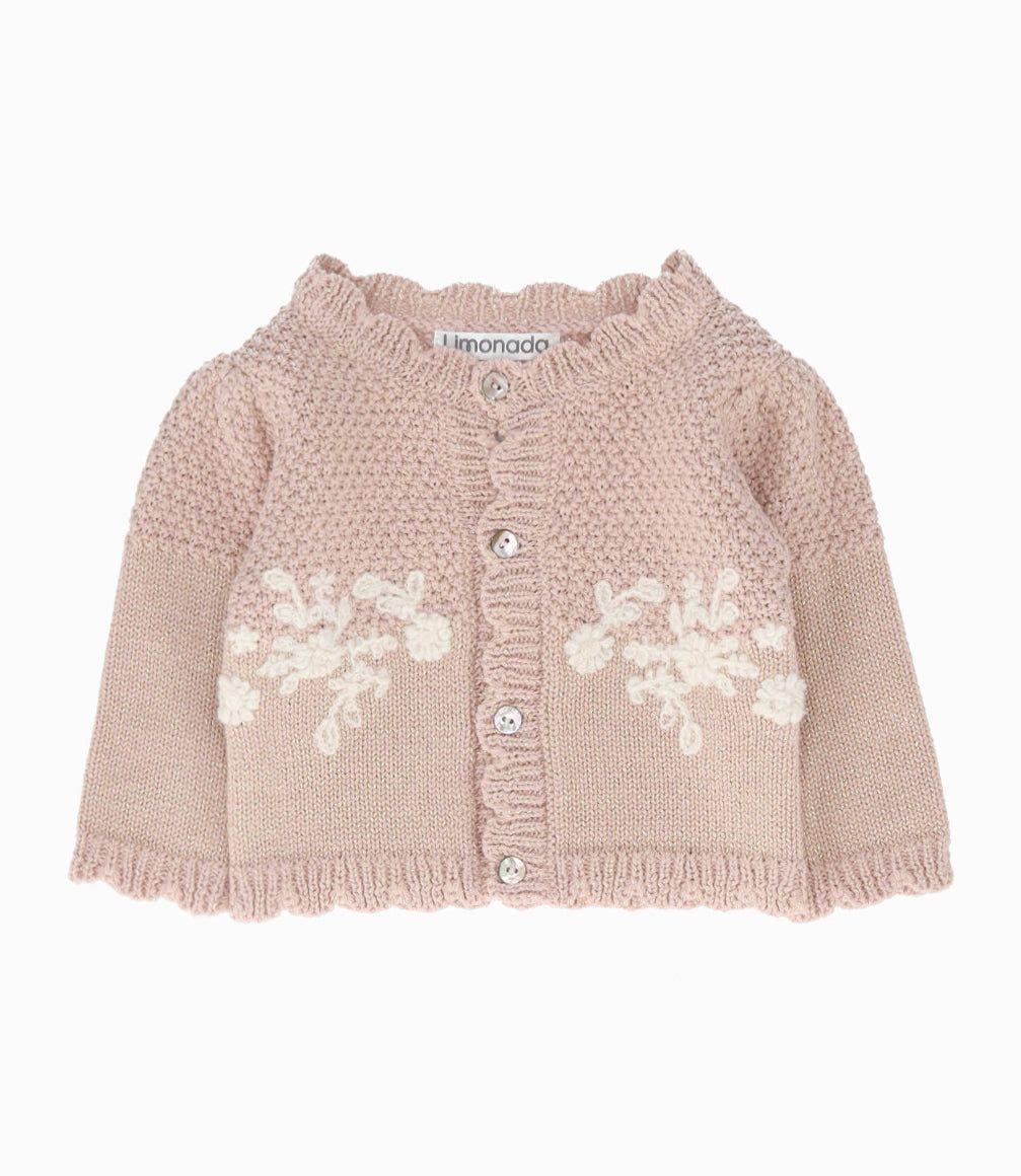 Chaleco recién nacida con flores beige Limonada-0